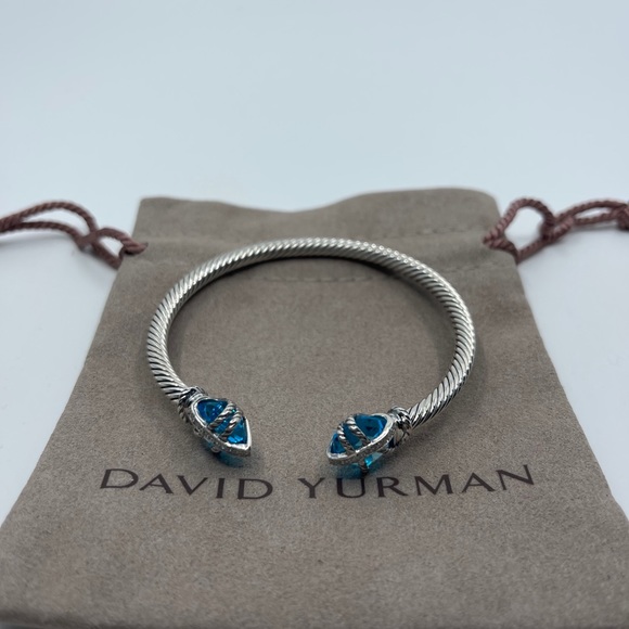 David Yurman Blue Topaz Cable Wrap Bangle - Picture 8 of 9